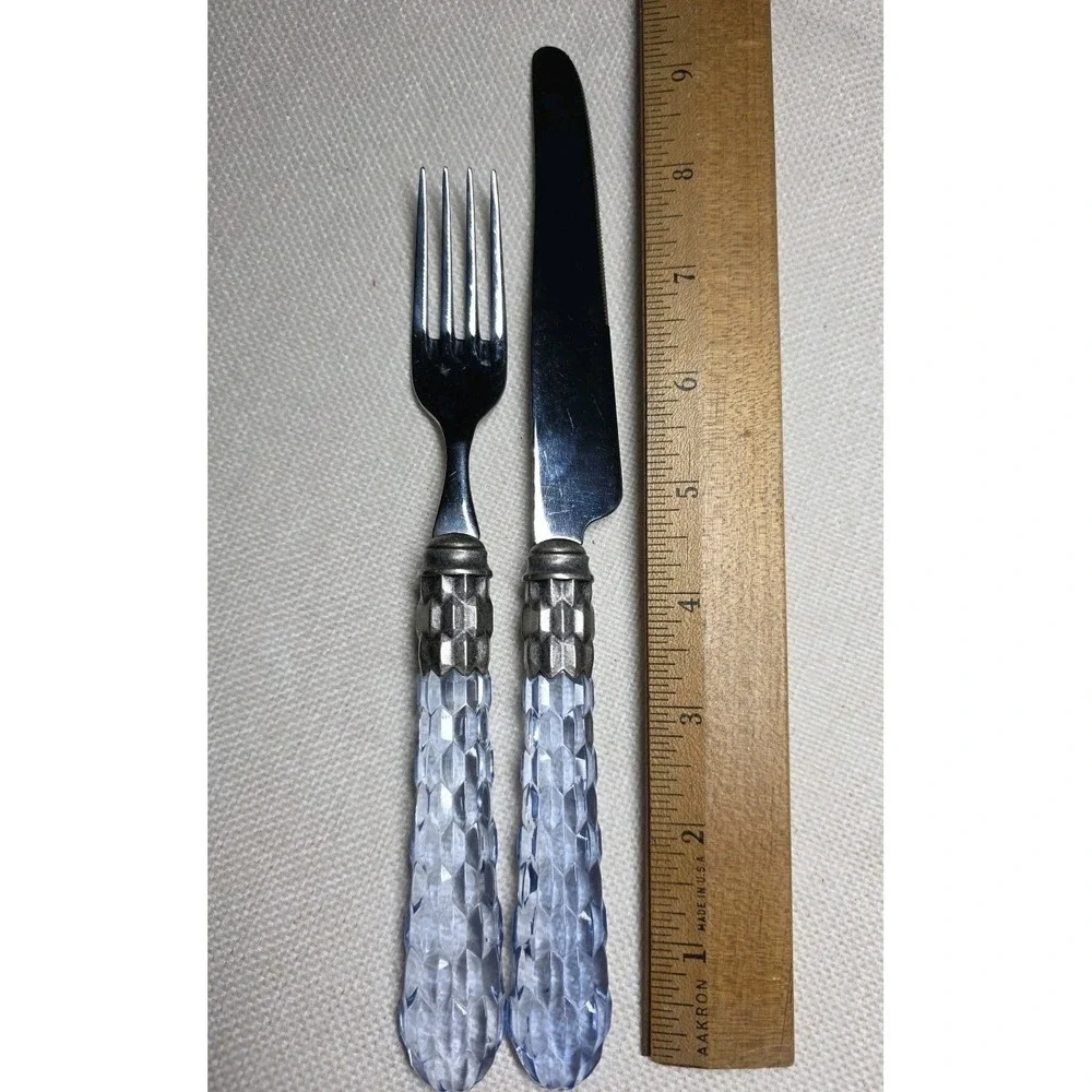 Bugatti By Vietri Aladdin Cristallo Flatware 2 Pcs Acrylic/Stainless Steel Italy